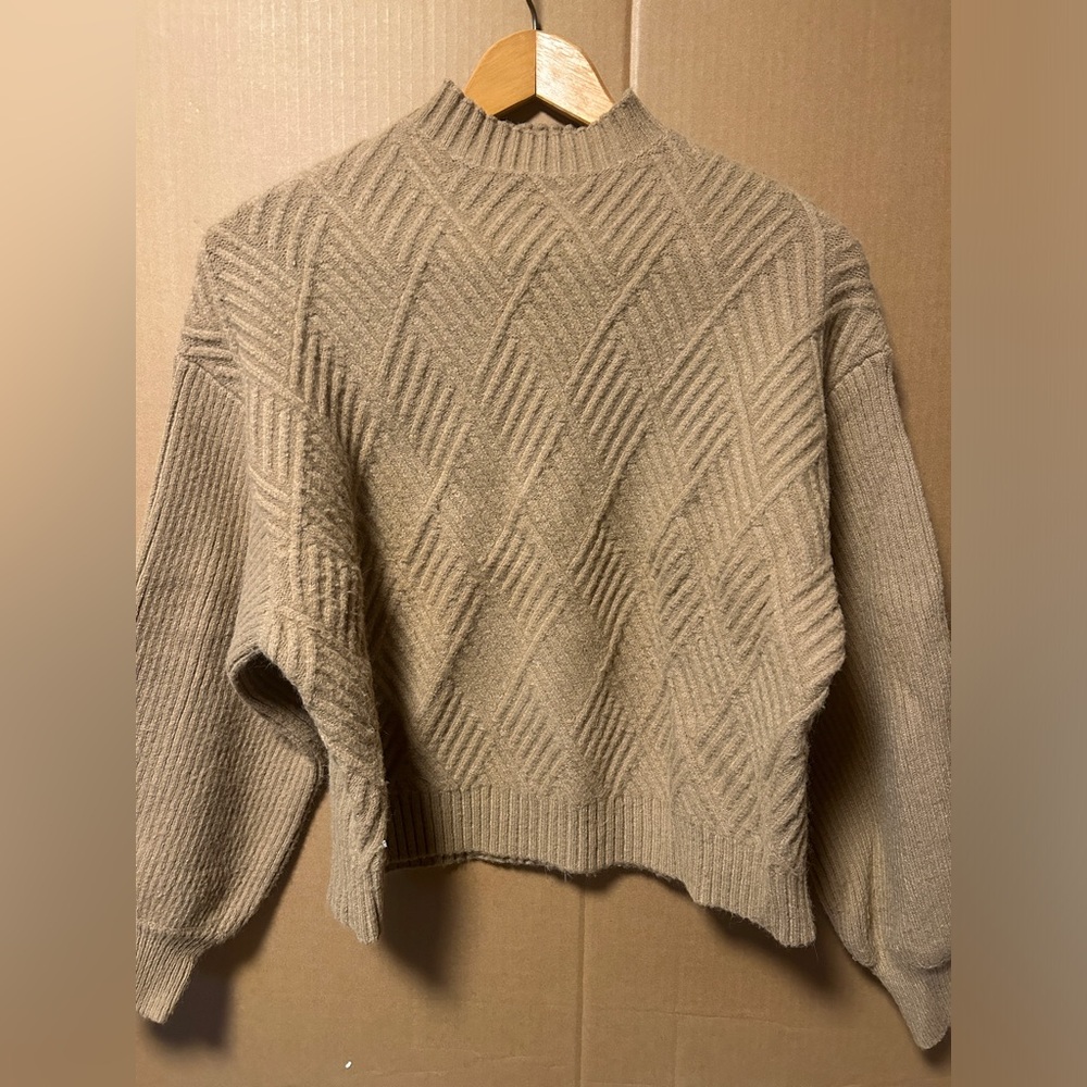Tan Mock Turtleneck Sweater